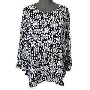 Foil abstract polka dot printed tunic top with lantern sleeves 12